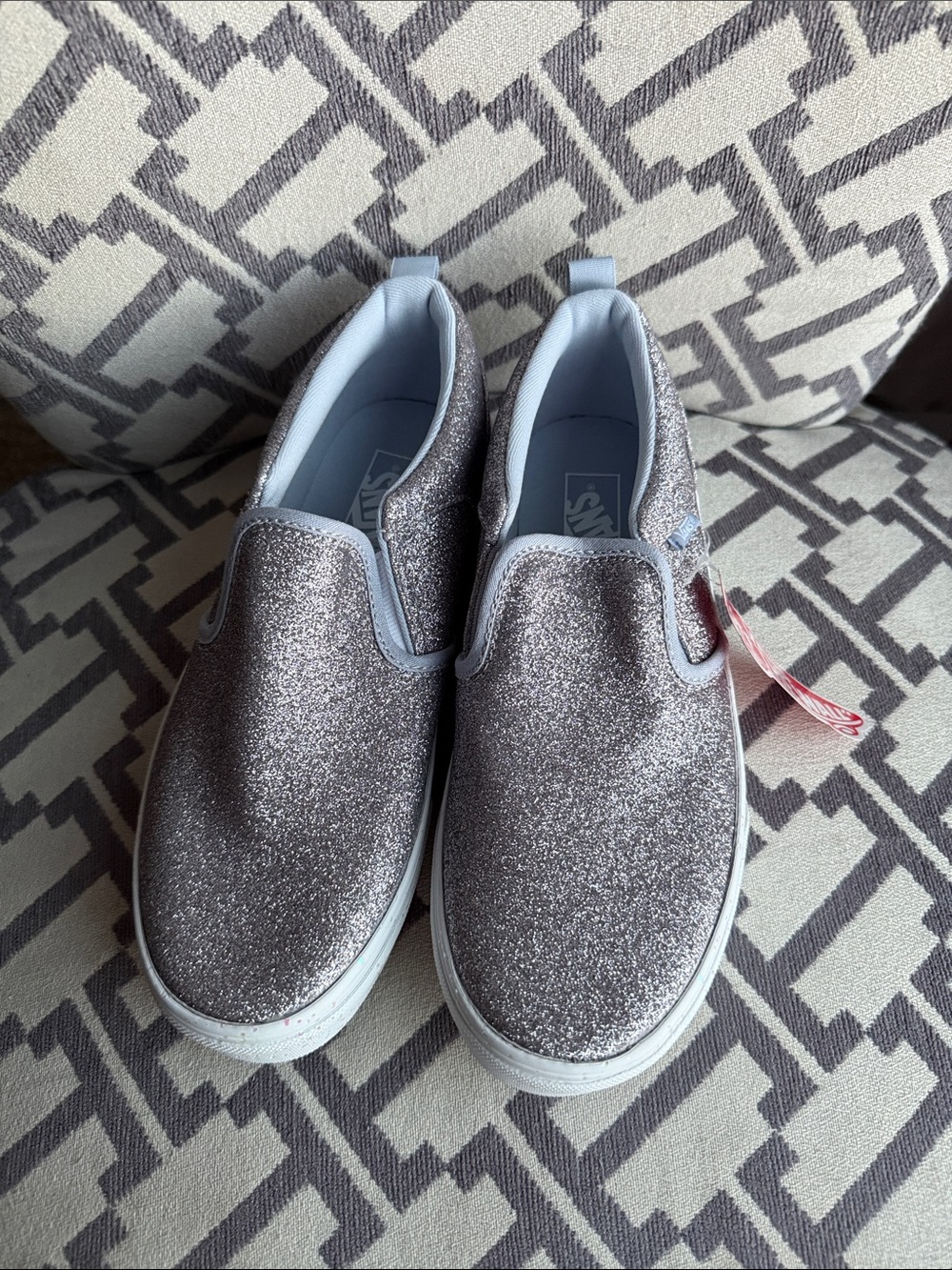 Vans Kids Silver Glitter Slip-On Sneakers